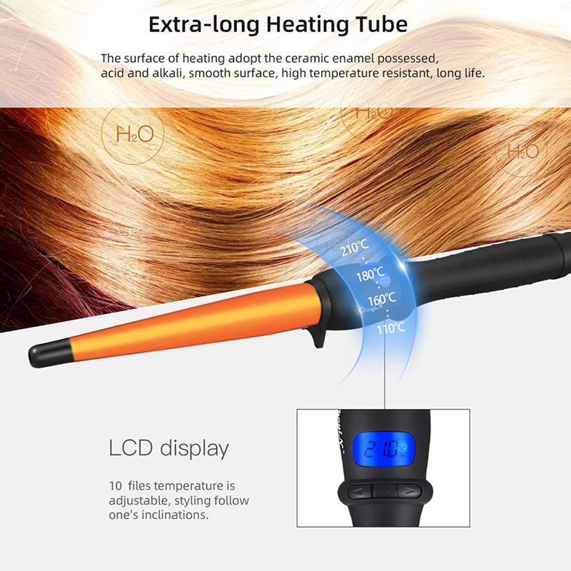 Factory Quick Heating Auto Curling Aluminum Alloy Hair Curler Barrel Curling Iron  AC Motor 65W Power Multi-Use