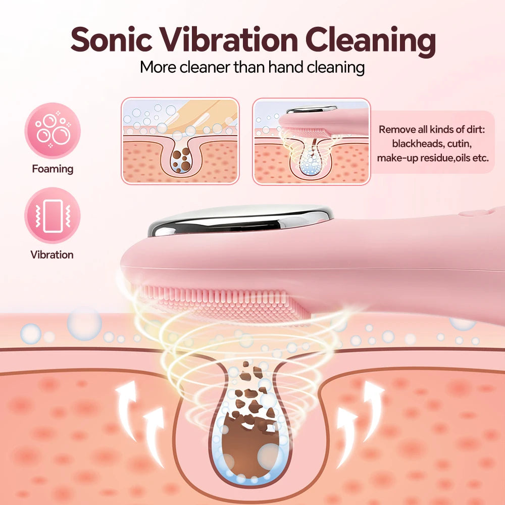 Waterproof Facial Cleansing Brush for Men & Women Rechargeable Exfoliating Face Scrubber Cleanser Brush with 4 Cleanser Heads