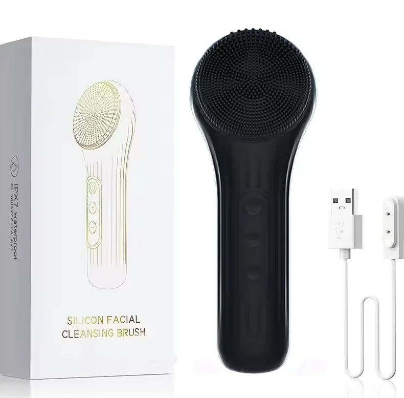 2 in 1 Sonic Waterproof Facial Cleansing Brush Rechargeable Silicone Face Scrubber Vibrating Exfoliator Cleaner Skin Care Tool