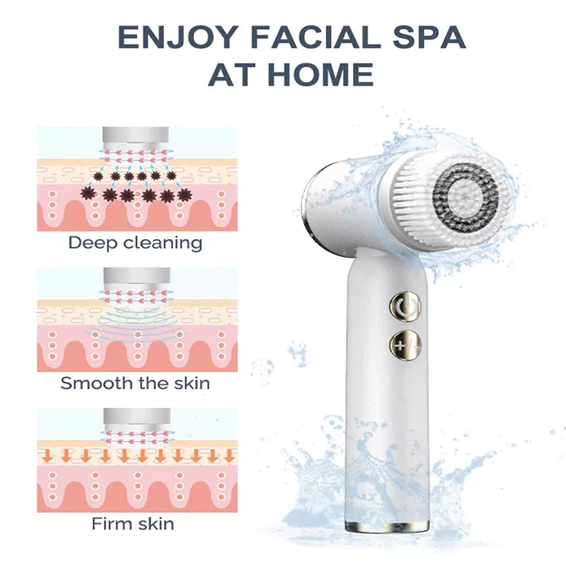 Electric Facial Cleansing Brush With Led Display Sonic Vibration Technology 3 Speed Modes, Exfoliator Ultrasonic Deep Cleansing