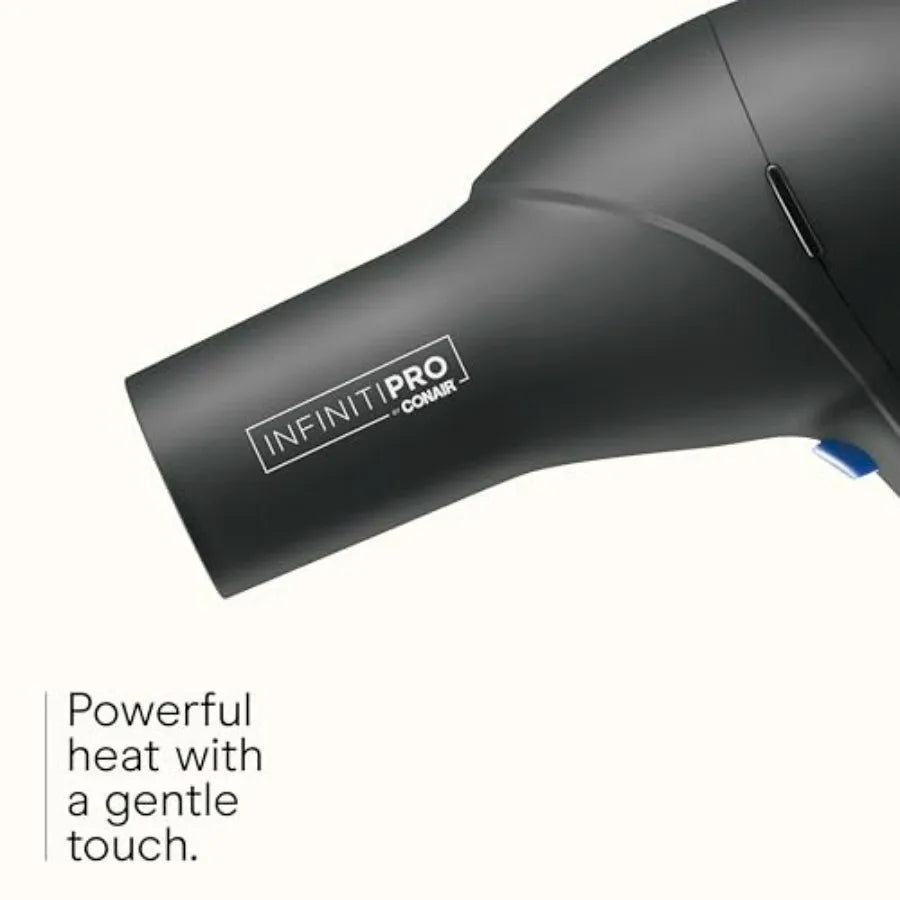 Hair dryer for professional use, ceramic-tourmaline material, gray color, with diffuser, concentrator and blowout brush, AC mot