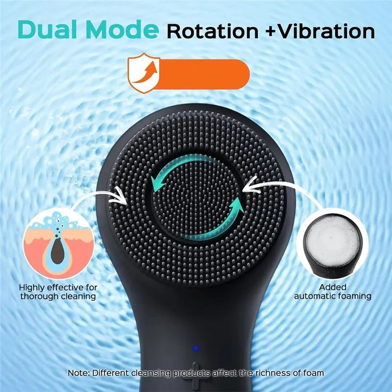 Silicone Electric Exfoliator Face Scrubber For Men Women Vibration Automatic Foaming Facial Cleansing Brush