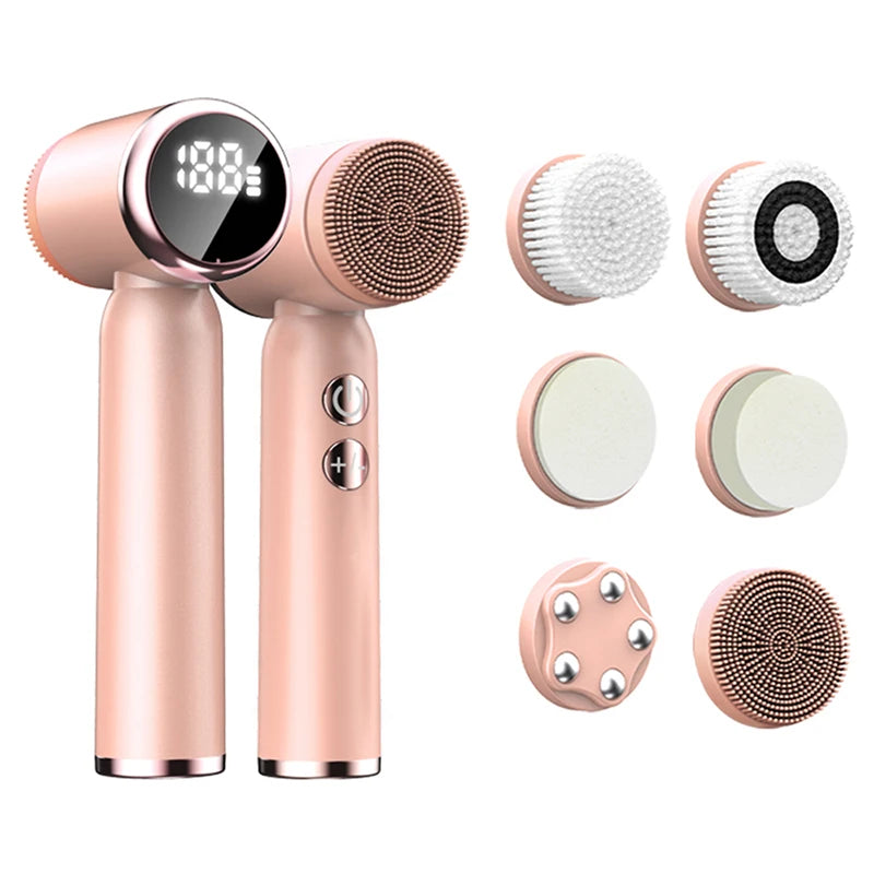 Electric Facial Cleansing Brush With Led Display Sonic Vibration Technology 3 Speed Modes, Exfoliator Ultrasonic Deep Cleansing
