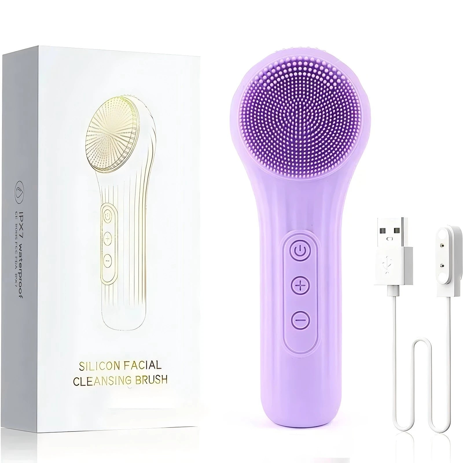2 in 1 Sonic Waterproof Facial Cleansing Brush Rechargeable Silicone Face Scrubber Vibrating Exfoliator Cleaner Skin Care Tool